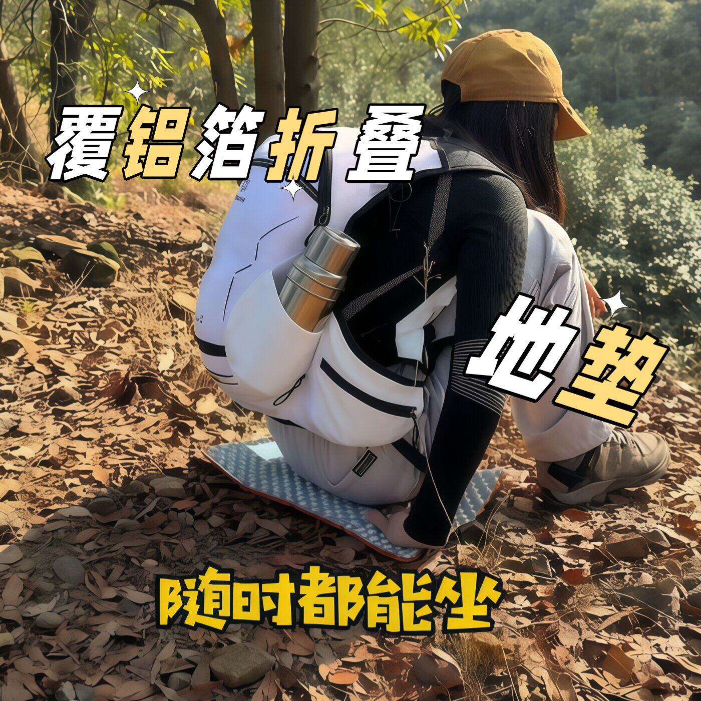 覆铝箔折叠4折户外便携折叠防潮垫野营登山垫子轻薄加厚轻便地垫