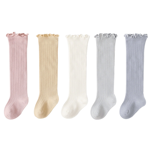婴儿长筒袜子宝宝袜子春秋纯棉0-3月新生儿初过膝秋冬松口不勒腿