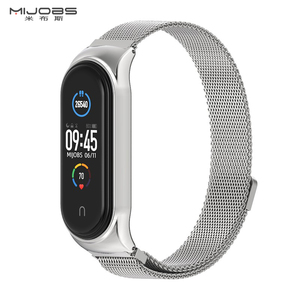 mijobs适用小米手环10/9/8/7表带6/5/4/3腕带陶瓷版NFC金属米兰尼斯表链不锈钢手表带透气男生加长女士短款