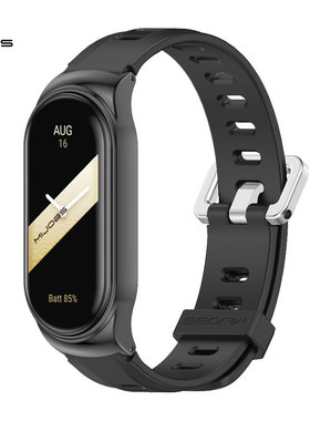 适用小米手环10/9/8/7表带6/5/4/3腕带NFC版卡扣金属表壳表链运动透气扁孔手表带编织手环带替换带创意男女