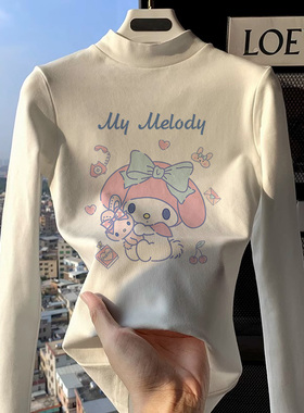 德绒打底衫女童秋冬洋气美乐蒂长袖内搭加厚2025年新款半高领上衣