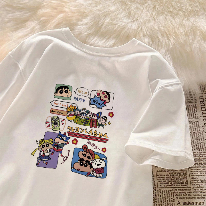 男女童夏季纯棉短袖学生初中生时髦半袖透气宽松蜡笔小新印花t恤,童装/婴儿装/亲子装,T恤,淘宝优惠券,粉丝福利购,淘宝优惠卷