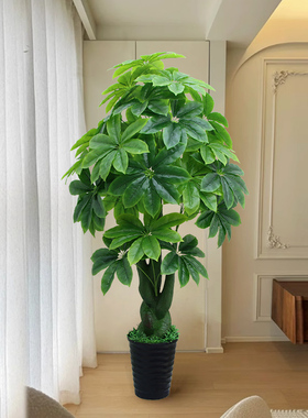 高级感仿真发财树盆栽植物室内假花客厅塑料盆景装饰仿生绿植造景