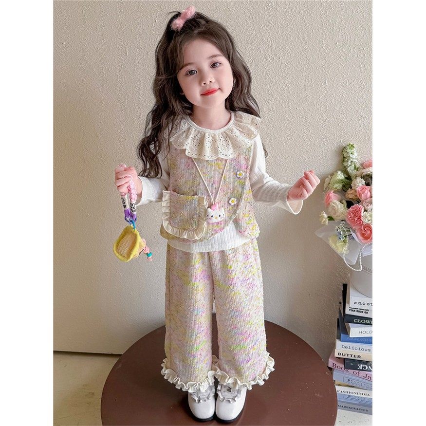 女童时尚套装春秋款2025新款儿童洋气马甲秋装女宝宝小香风三件套,女装/女士精品,时尚套装,淘宝优惠券,粉丝福利购,淘宝优惠卷