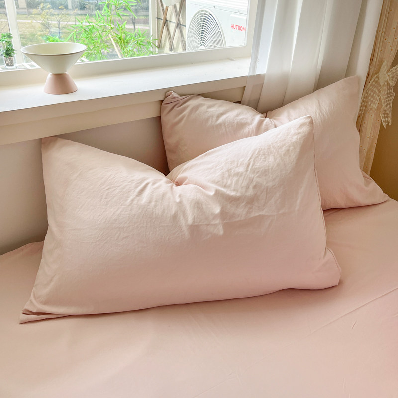 纯色水洗棉枕套一对装拍2枕头套家用单人学生宿舍枕芯套一只48x74