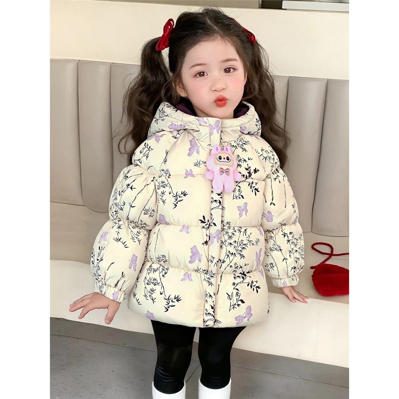 女小童国风棉服冬季2025新款女宝宝蝴蝶连帽外套冬装儿童保暖棉衣,女装/女士精品,棉衣/棉服,淘宝优惠券,粉丝福利购,淘宝优惠卷