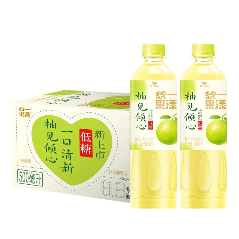 统一果漾柚见倾心500ml*15瓶整箱小瓶装柚子风味饮料低糖900ml*8