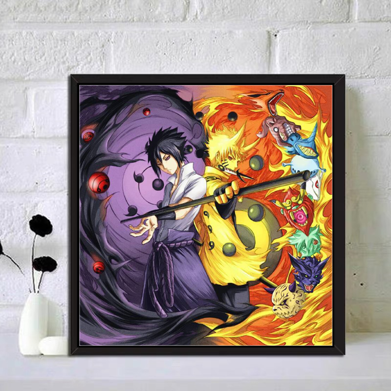 鸣人佐助满钻钻石画卡通动漫贴钻十字绣卧室客厅装饰画