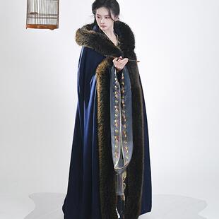 星郎 加绒加厚女原创冬款 斗篷毛领长袖 斜塘衣庄汉服披风长款