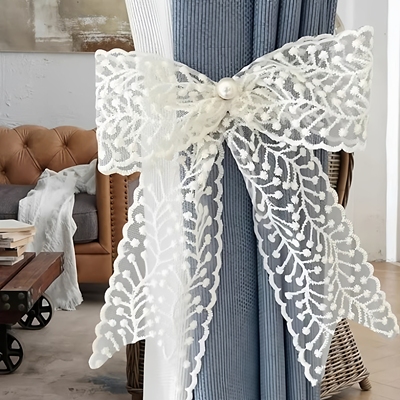 唯美绑绳厂家蕾丝蝴蝶结绑带纱帘