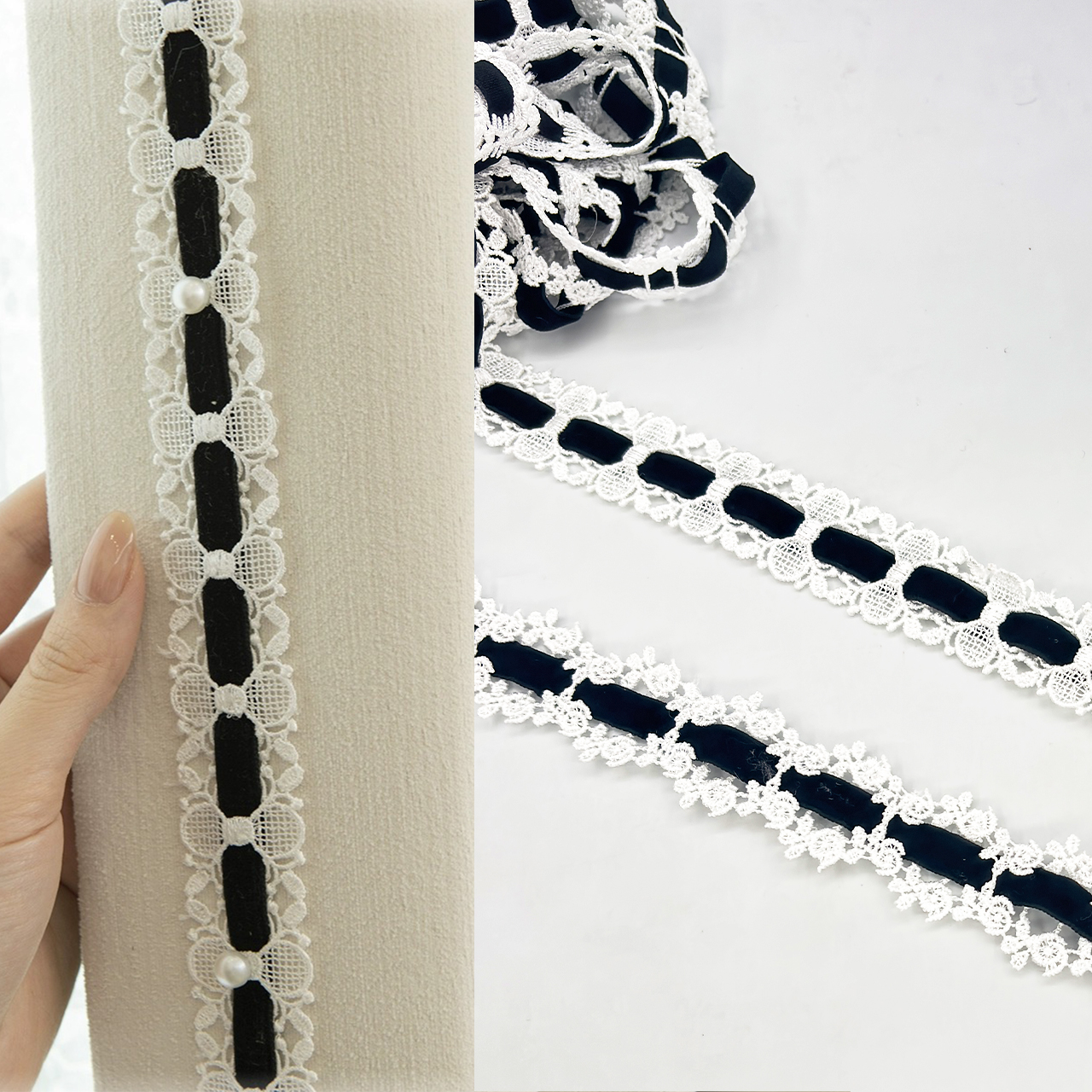 13米！窗帘花边法式赫本风窗纱拼接绒带水溶小边抱枕包边镶边装饰