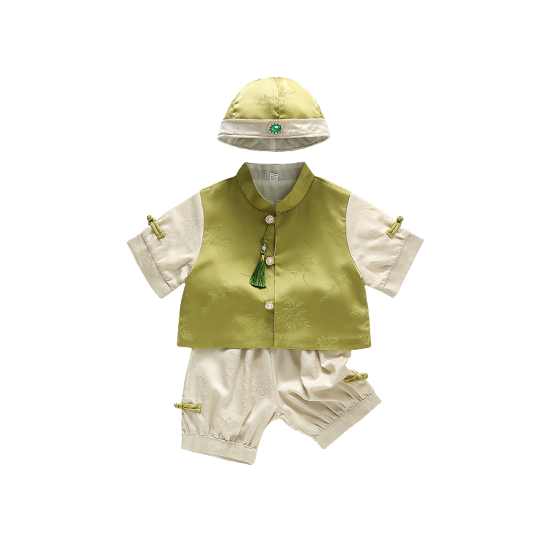 周歲禮服男寶寶喜慶唐裝中式國(guó)風(fēng)漢服抓周套裝男童嬰兒生日服裝夏