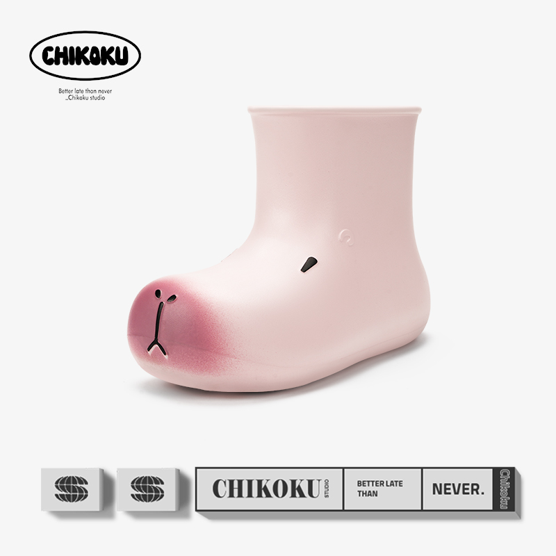 chikoku可爱卡皮巴拉短款雨靴女