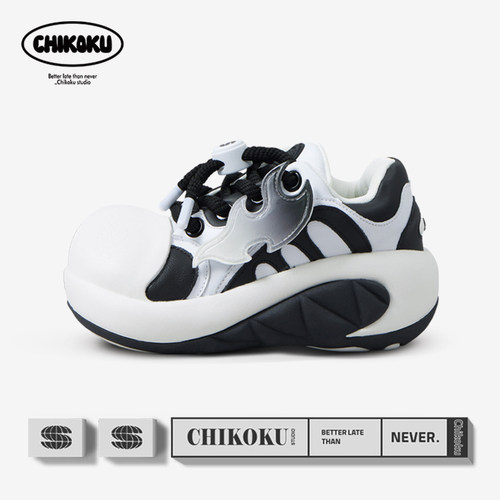 chikoku老爹鞋头层牛皮厚底增高