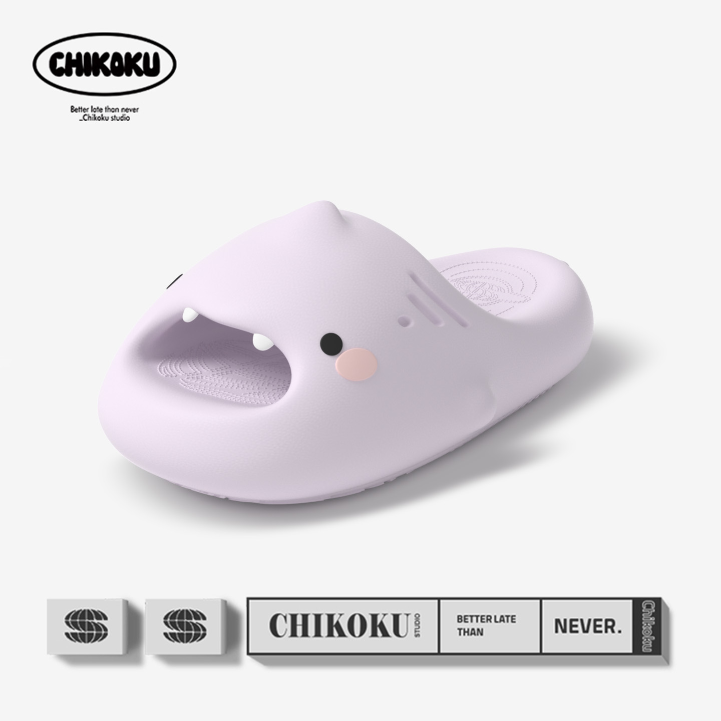 chikoku可爱小萌鲨情侣凉拖鞋女