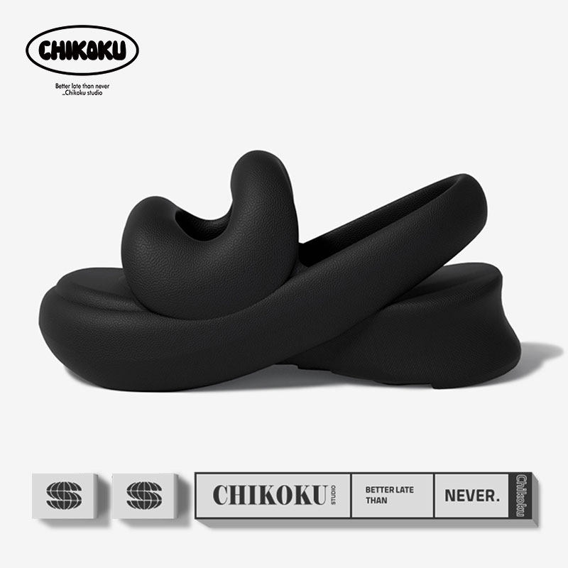 chikoku半糖厚底洞洞鞋女夏时尚外穿防滑软底增高通勤办公室凉鞋