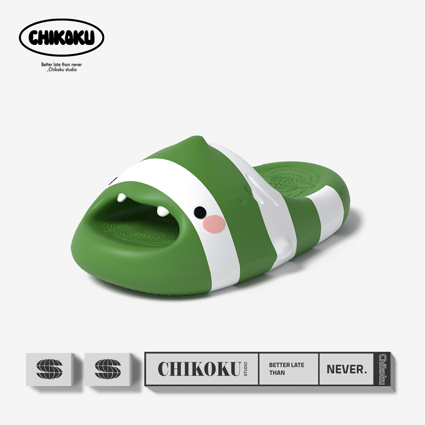 chikoku夏季厚底小鲨鳗情侣凉拖图片
