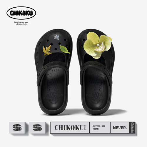 chikoku玛丽珍厚底增高洞洞鞋