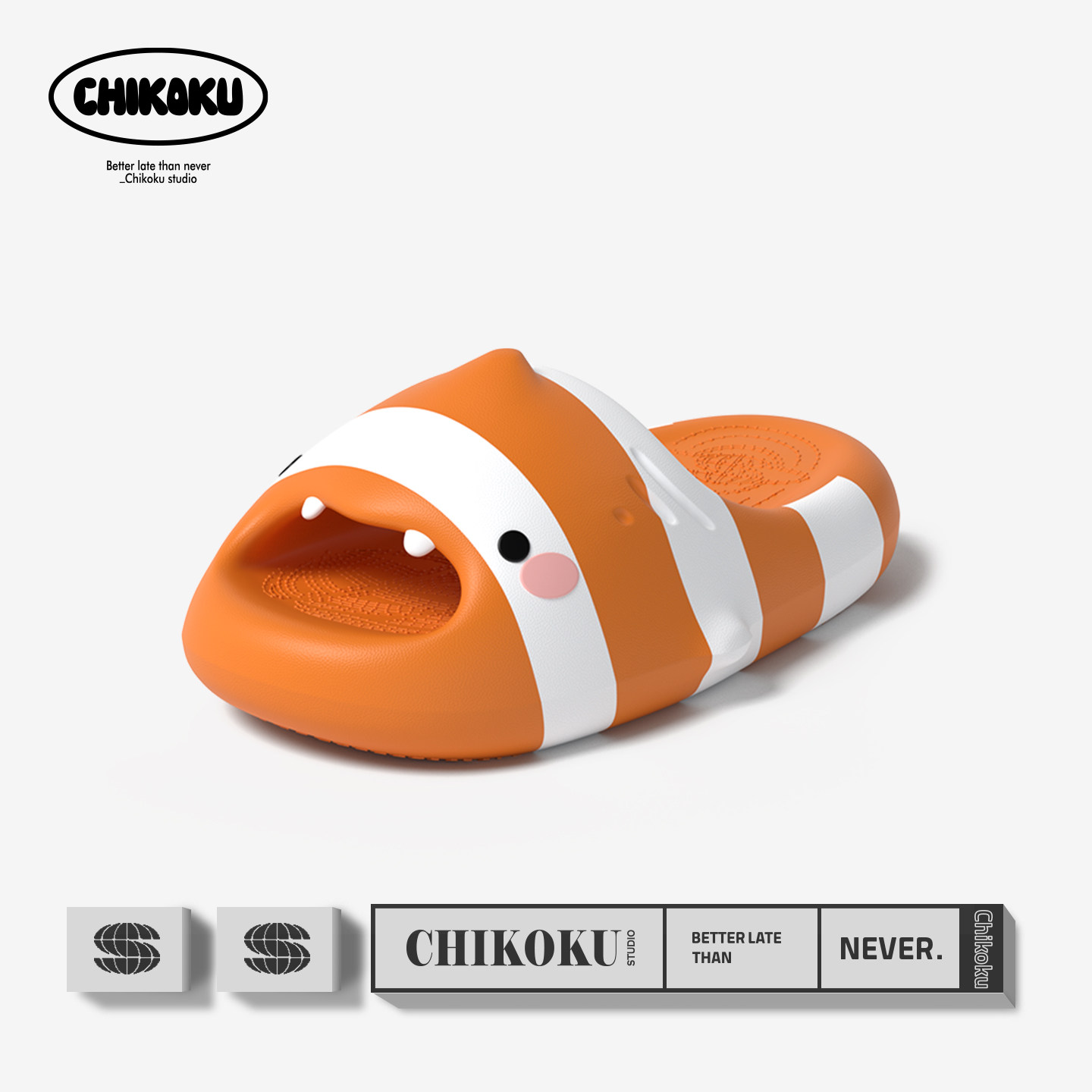 chikoku夏季厚底小鲨鳗情侣凉拖图片