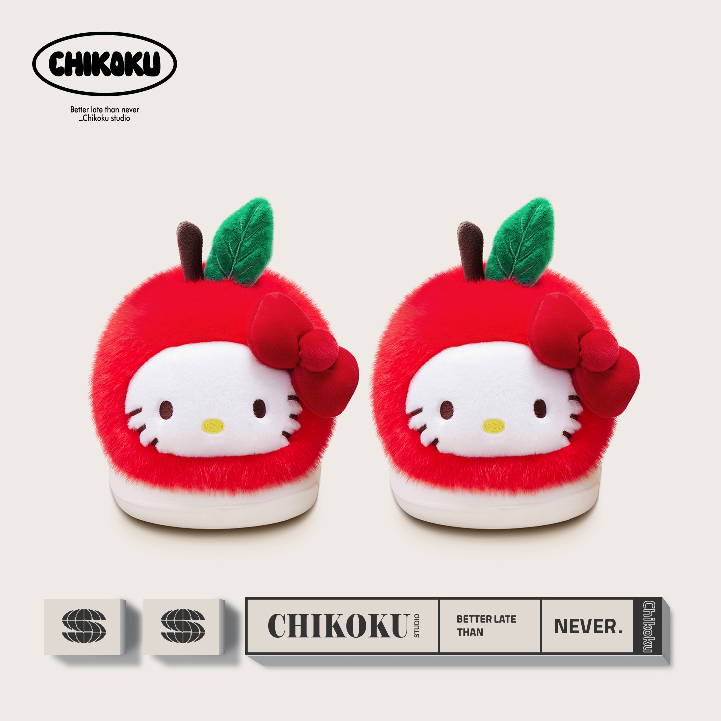 HelloKitty苹果猫棉拖鞋包跟