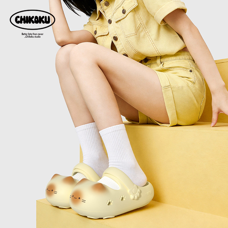 chikoku猫爪厚底玛丽珍洞洞鞋女图片