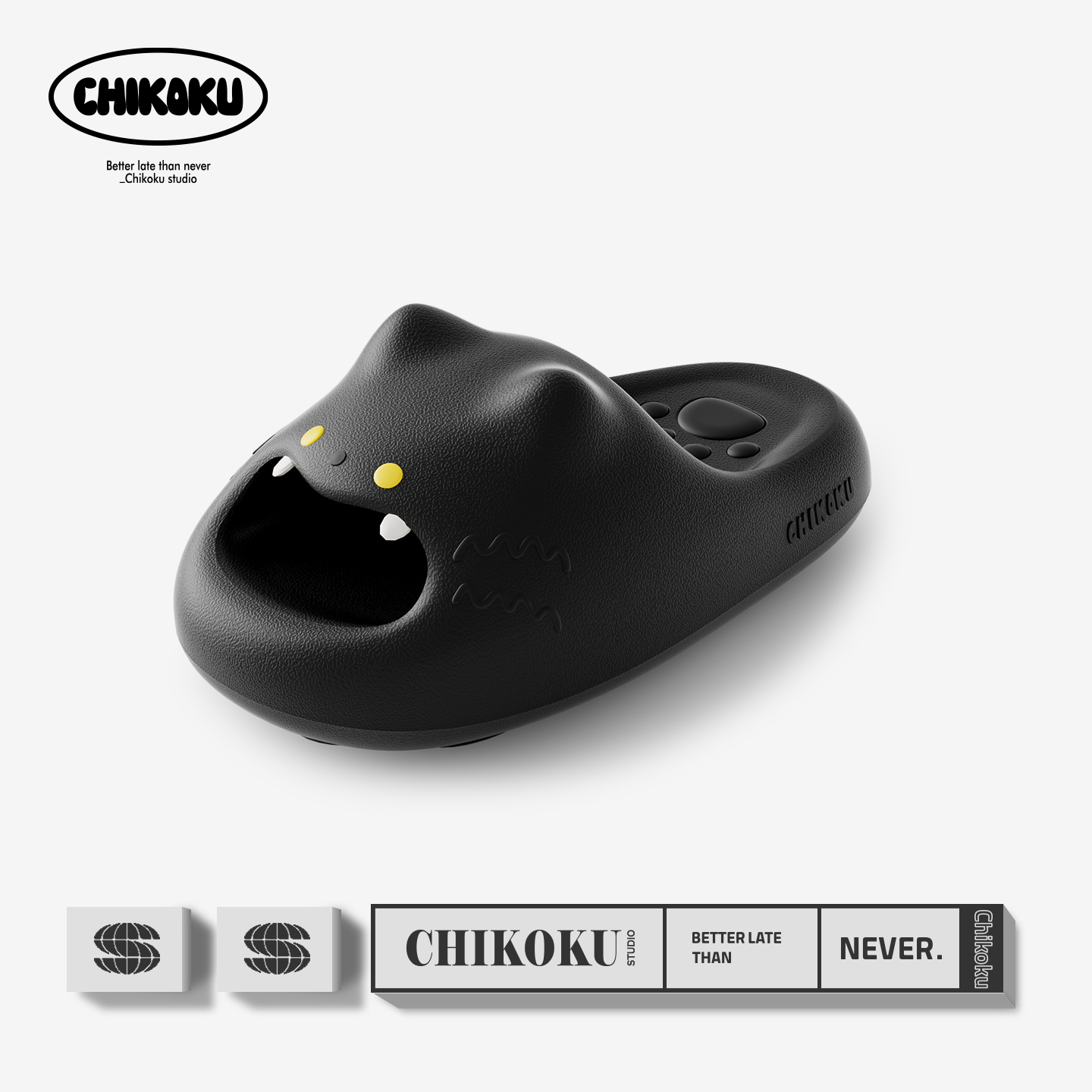 chikoku卡通猫爪拖鞋男厚底足弓支撑情侣居家防滑洗澡厚底凉拖鞋