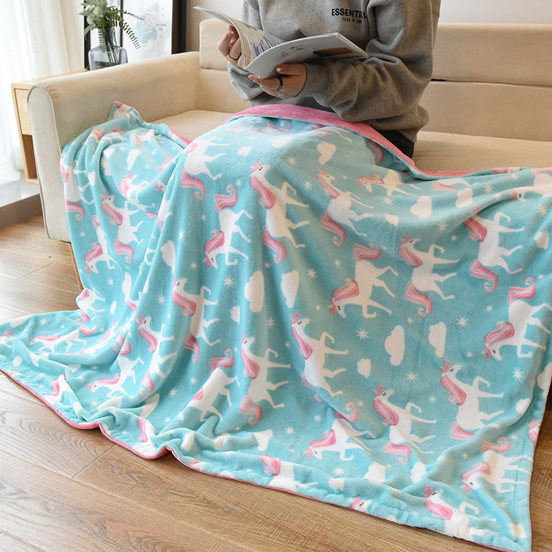 春夏季女生女孩女童午睡盖毯毛毯被双层休闲空调毯办公室披毯子
