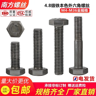 4.8級鐵本色外六角螺絲釘加長外六角螺栓M6M8M10M12M14M16M24 M30