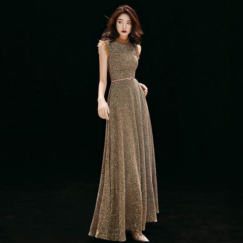 金色高端宴会晚礼服女2019新款高贵优雅年会主持人连衣裙长款气质|ruв категории Женская одежда, Cвадебные платья, платье/вечернее платье - от Buy2taobao.com для оказания профессиональной услуги покупки агента Taobao