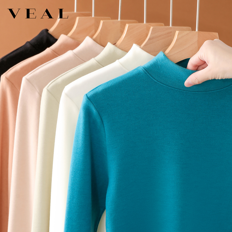 加厚德绒打底衫女秋冬半高领内搭