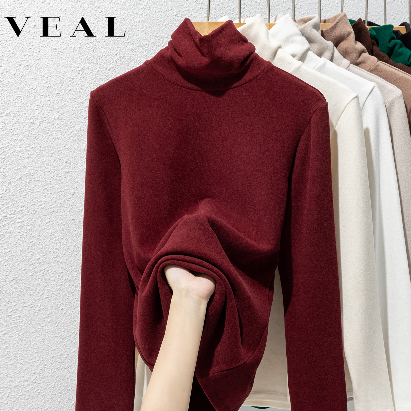 高领德绒打底衫女秋冬季保暖上衣