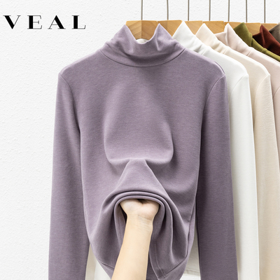 桑蚕丝羊毛德绒打底衫女秋冬上衣