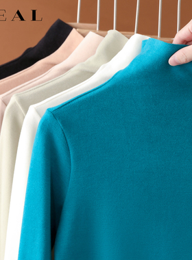 高领德绒打底衫女秋冬内搭加绒加厚2025新款修身双面磨毛发热上衣