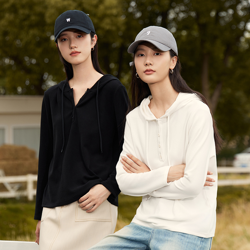 德绒打底衫女秋冬外穿休闲连帽