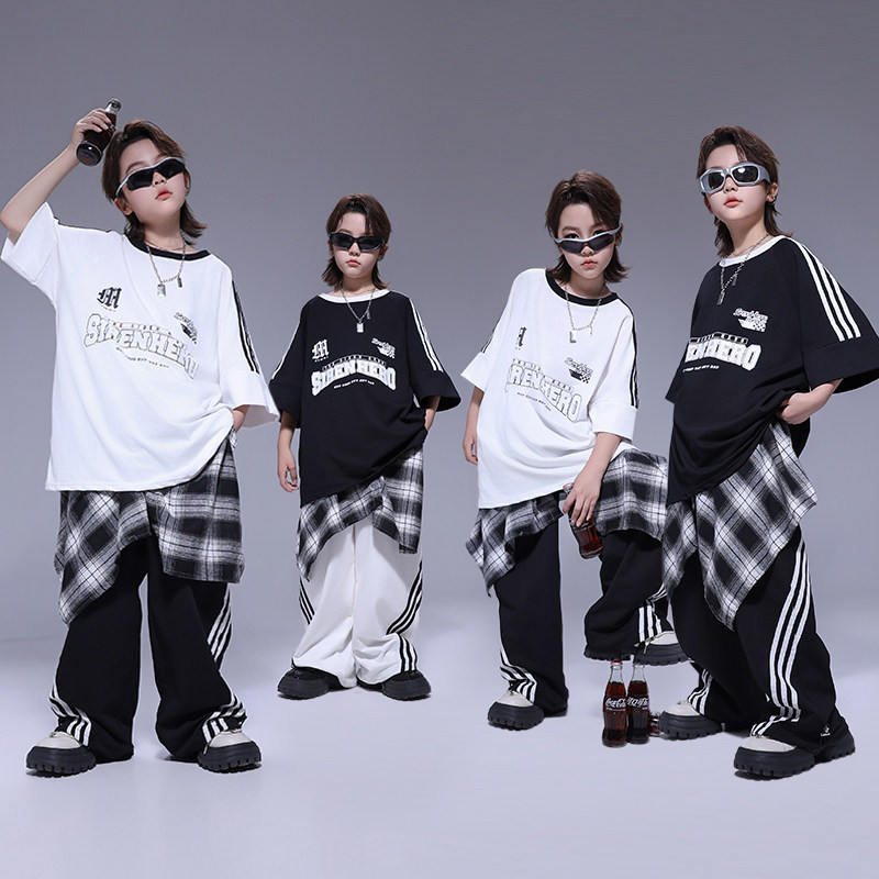 酷帅儿童街舞潮服中小学生宽松嘻哈hiphop演出服装男童吉他表演服