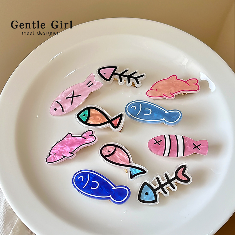 可爱小鱼发夹女2025新款侧边刘海夹前额碎发鸭嘴夹子儿童发卡头饰