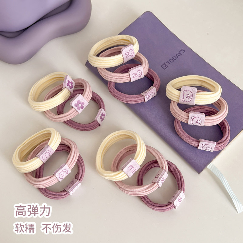 防滑不伤发扎头绳韩国气质紫色小花朵发绳发圈高弹力皮筋简约时尚