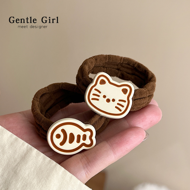 可爱小猫小鱼发圈头绳2025新款高端发绳扎头女皮筋高弹力耐用皮筋
