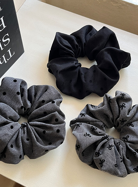 法式复古灰色蝴蝶结简约大肠发圈女丸子头发绳高马尾扎头发橡皮筋