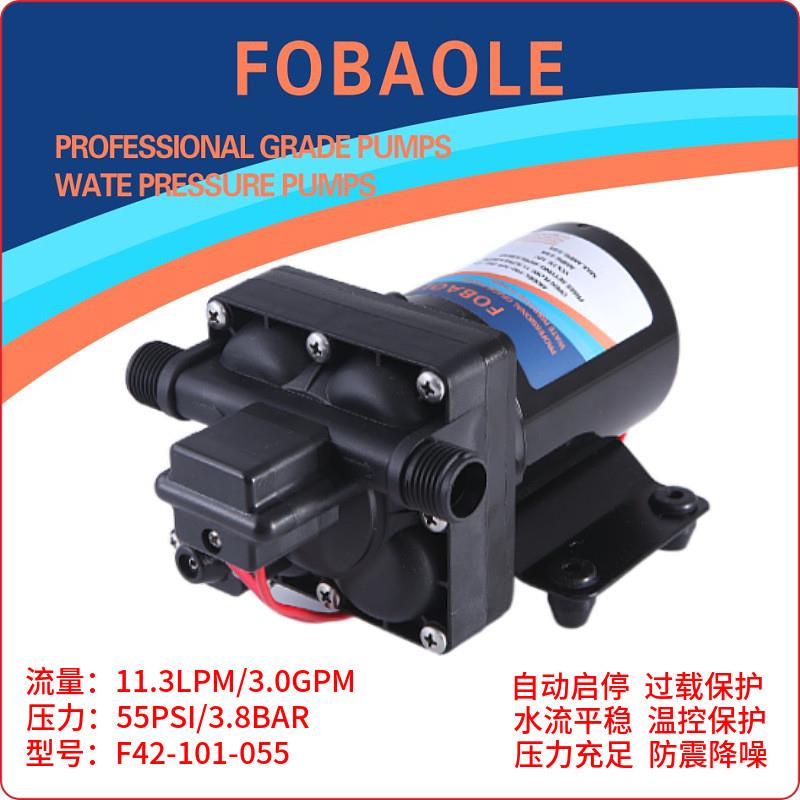 F42款11.3升微型直流电动12V/24V热水器花洒增压洗车隔膜泵抽水泵