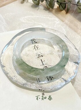 天然新疆天山翠手镯冰翠玉镯女款雪翠金丝玉圆条镯子非翡翠送礼物