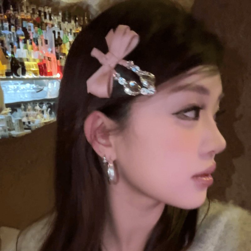 蝴蝶结织带元英欧尼同款边夹女2025新款甜美风刘海碎发夹一字夹