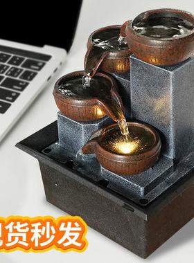 home decor桌面流水摆件办公室风水摆件办公桌喷泉亚马逊跨境代发