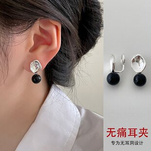 黑瑪瑙蚊香盤(pán)耳夾女無(wú)耳洞小眾高級(jí)感冷淡風(fēng)無(wú)痛耳環(huán)耳釘耳墜耳飾