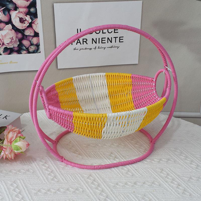 德国仿藤编织篮糖果创意水果篮托盘零食盘摇篮下午茶果盘篮收纳干