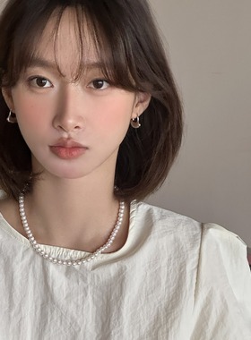 925银针素圈耳环女时尚个性高级感银杏叶耳圈韩式简约精致耳饰