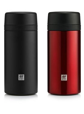 双立人不锈钢真空保温杯420ml茶滤杯茶水发离杯便携水杯红色黑色