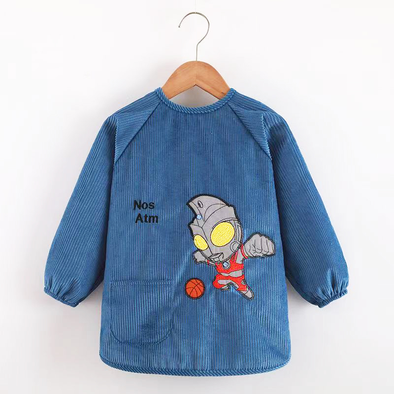 秋冬宝宝罩衣儿童吃饭围兜防水围裙防脏护衣中大童反穿衣婴儿罩衫