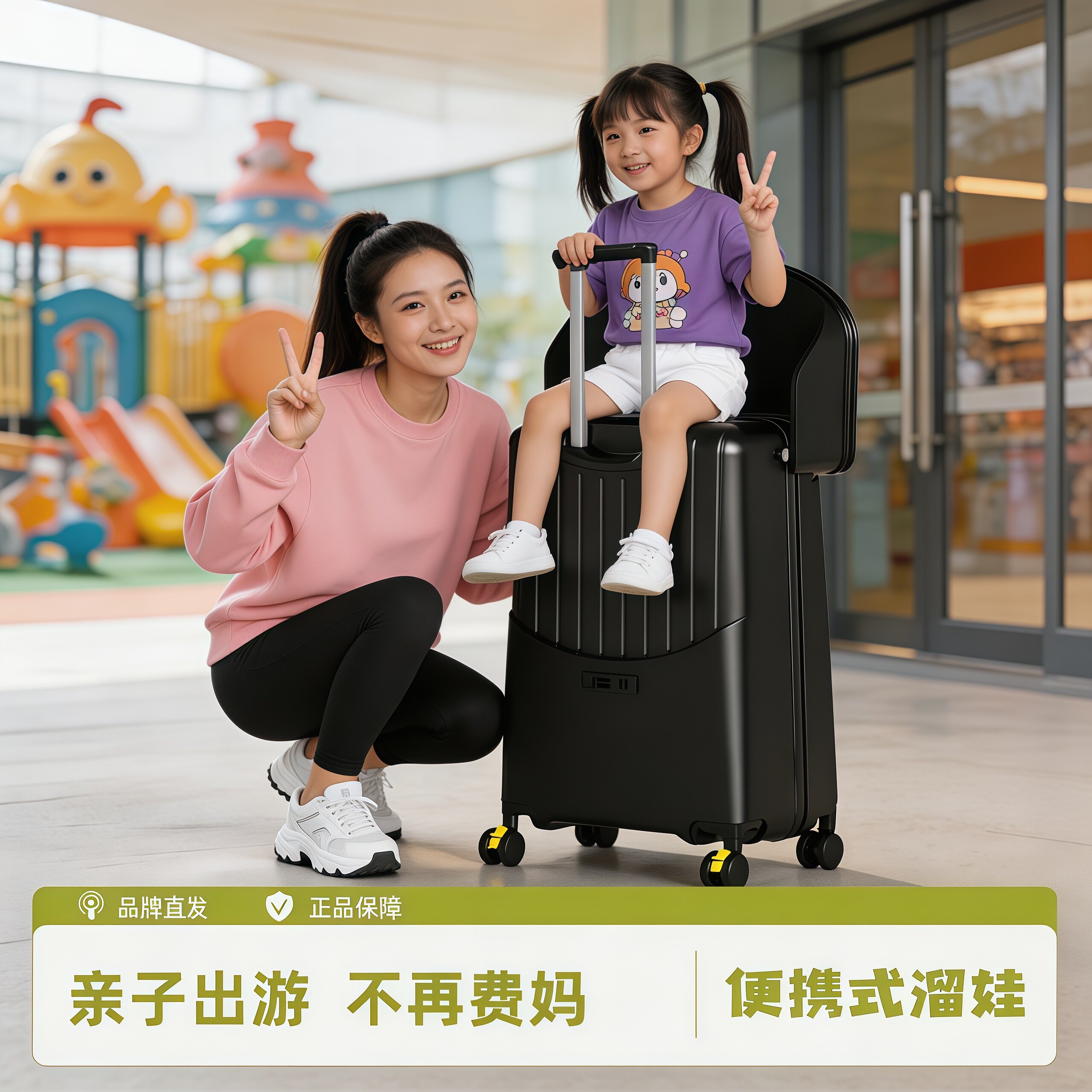 宝妈遛娃行李箱可坐骑女童拉杆箱