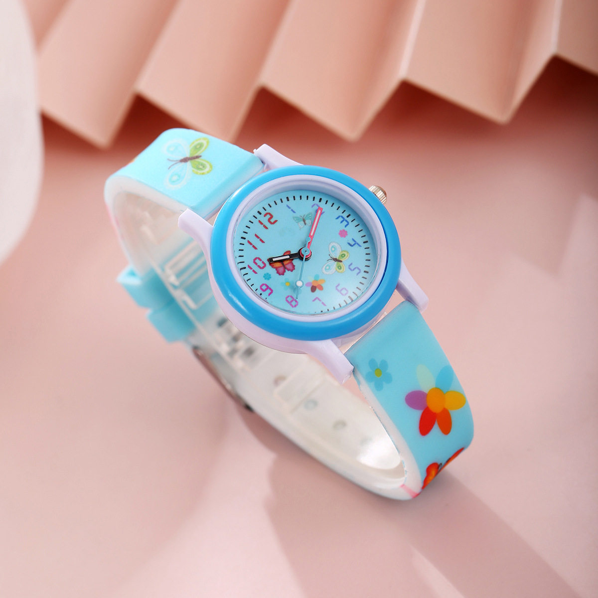 2025年新款男童女童时尚装饰清新蝴蝶彩色小花硅胶腕表小学生手表,手表,配件,淘宝优惠券,粉丝福利购,淘宝优惠卷